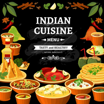 Indian cuisine menu black board poster Indian cuisine menu black board poster