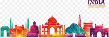 Indian cuisine Travel Business Food - Vector illustration Indian architecture 