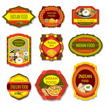 Indian food colorful emblems Indian food colorful emblems