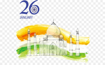 Indian Independence Day Republic Day - Drawing Taj Mahal, India 