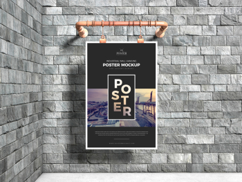 Industrial Advertising Wall Hanging Poster Mockup - Poster Mockup Industrial Advertising Wall Hanging Poster Mockup - Poster Mockup
