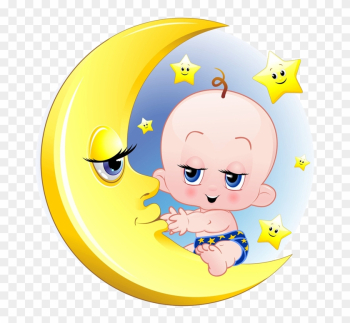 Infant Child Moon Cartoon - Baby In A Moon Cartoon