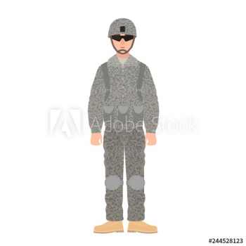 Infantryman of USA armed forces wearing combat uniform, helmet and glasses Infantryman of USA armed forces wearing combat uniform, helmet and glasses