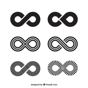Infinity symbol collection in black color Infinity symbol collection in black color