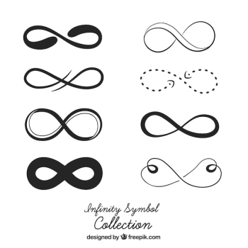 Infinity symbol collection in black color Infinity symbol collection in black color