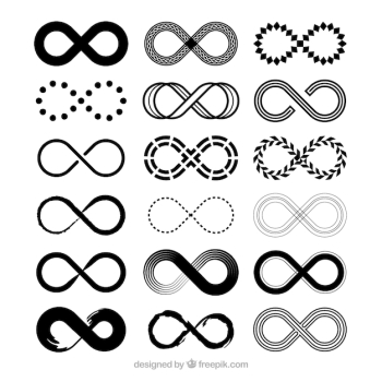 Infinity symbol collection in black color Infinity symbol collection in black color