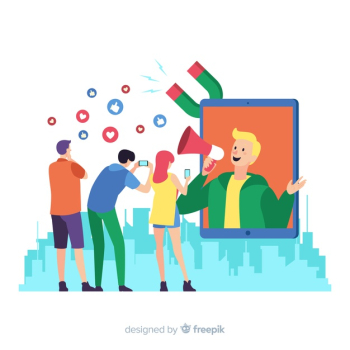 Influencer concept for landing page Free Vector Influencer concept for landing page Free Vector