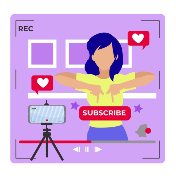 Influencer recording new video Free Vector Influencer recording new video Free Vector