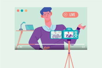 Influencer recording new video Free Vector Influencer recording new video Free Vector