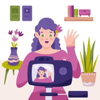 Influencer recording new video Free Vector Influencer recording new video Free Vector
