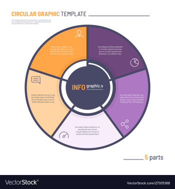 Infographic circle chart template five vector image Infographic circle chart template five vector image