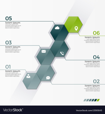  					Infographic template with 6 hexagons vector&nbsp;image														