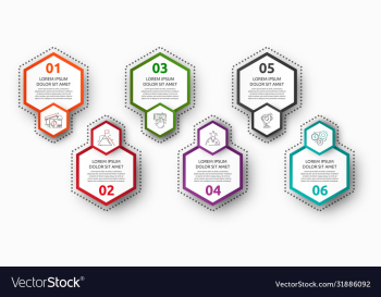 infographic with 6 pentagons used for six