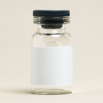 Injection glass bottle with blank white label Injection glass bottle with blank white label