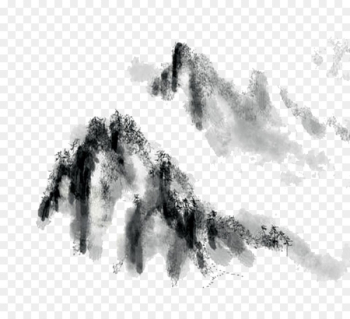 Ink wash painting Black and white Wallpaper - Chinese ink painting mountains 