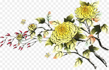Ink Wash Painting, Chinese Painting, Watercolor Painting, Flower, Plant PNG