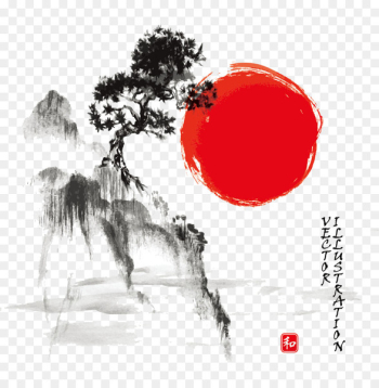 Ink wash painting Drawing Japanese art Watercolor painting - Japan ink landscape paintings image 