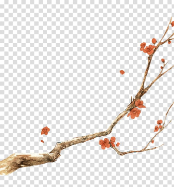 Ink wash painting , Plum flower transparent background PNG clipart