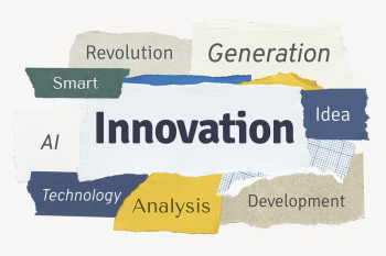 Innovation word, torn paper typography | Free PSD - rawpixel Innovation word, torn paper typography | Free PSD - rawpixel