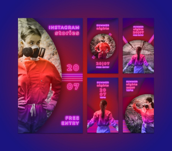 Instagram stories collection in neon style Free Psd Instagram stories collection in neon style Free Psd