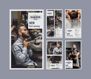 Instagram stories set with barber concept Free Psd