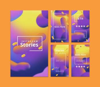 Instagram stories template with fluid background Free Psd