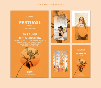 Instagram stories template with spring festival concept Free Psd