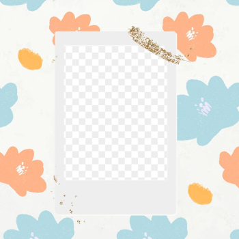 Instant camera frame png flower doodle floral background