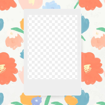 Instant camera frame png flower doodle floral background