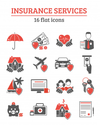 Insurance services icons set Free Vector Insurance services icons set Free Vector