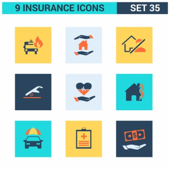 Insurance Square Icons Set Insurance Square Icons Set
