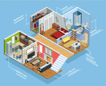 Interior isometric composition Interior isometric composition