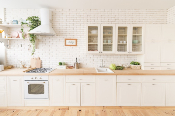 Interior of modern kitchen with built-in appliances Free Photo