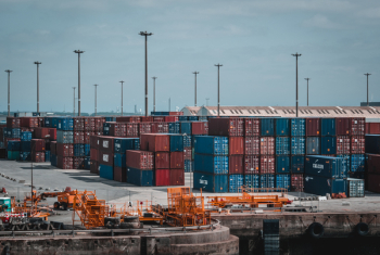 Intermodal Container Stacked on Port Intermodal Container Stacked on Port