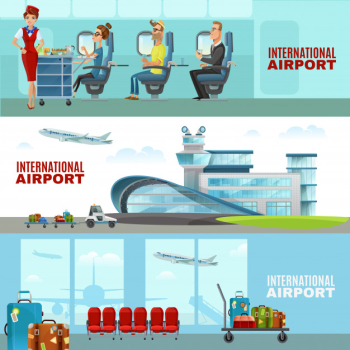 International airport horizontal banners International airport horizontal banners
