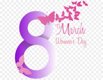 International Women's Day March 8 Clip art - Soft Violet 8 March with Butterflies PNG Clipart Image 