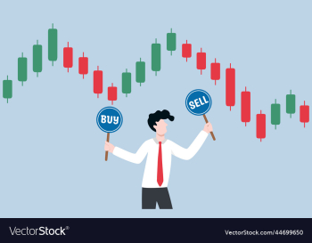 investor holding buy sign and sell sign investor holding buy sign and sell sign