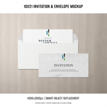 Invitation and envelope mockup Free Psd