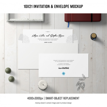 Invitation and envelope mockup Free Psd