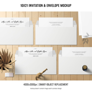 Invitation and envelope mockup Free Psd