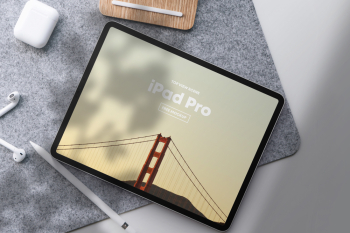 iPad Pro Top View Scene Free Mockup iPad Pro Top View Scene Free Mockup