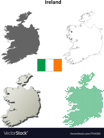 Ireland outline map set vector image Ireland outline map set vector image