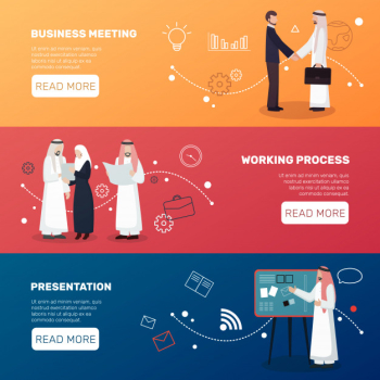 Islamic businesspeople banners Free Vector