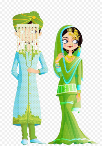 Islamic marital practices Wedding invitation Illustration - Traditional Indian wedding dress 