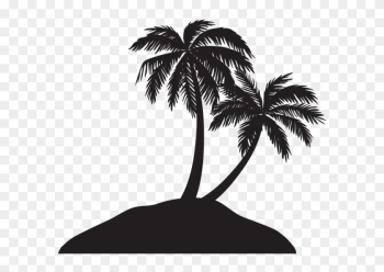 Island With Palm Trees Silhouette Png Clip Art Image - Palm Tree Clip Art