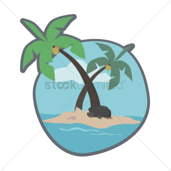 Island with two coconut trees Island with two coconut trees