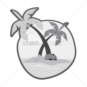 Island with two coconut trees Island with two coconut trees