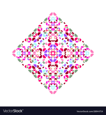 Isolated abstract floral mosaic ornament square vector image Isolated abstract floral mosaic ornament square vector image