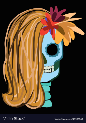 isolated of female skull decorated