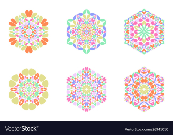 Isolated ornate petal hexagon symbol template set vector image Isolated ornate petal hexagon symbol template set vector image